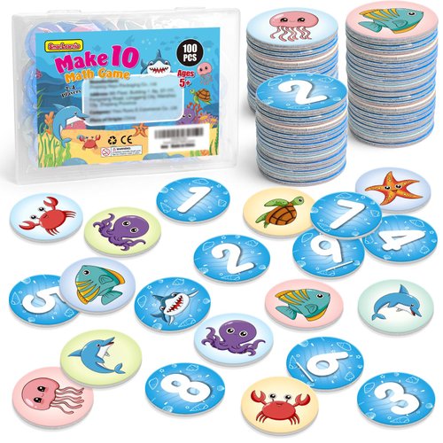 SmarLearnio Math Games,100 Math Facts Flash Card Addition and Subtraction Games,Math Manipulatives Kindergarten 1st 2nd Grade Classroom Must Have,Counting Educational Learning Toy Learning Activities