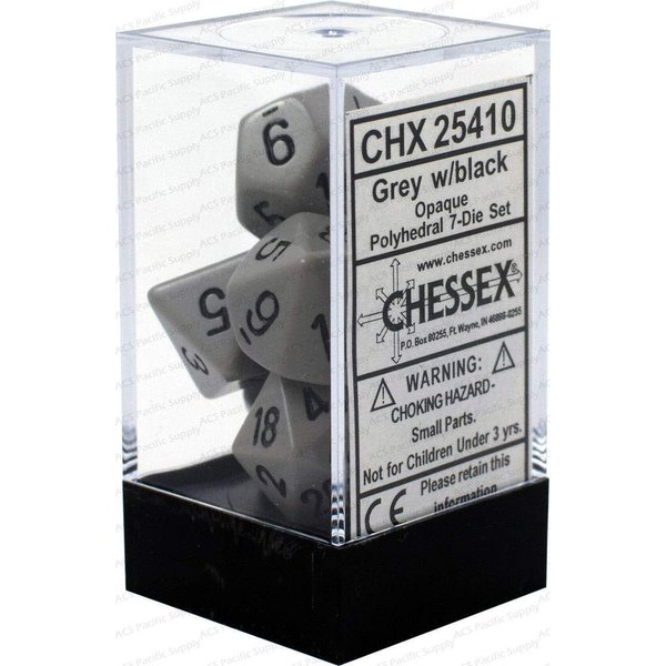 Chessex DND Dice Set-Chessex D&D Dice-16mm Opaque Dark Grey and Black Plastic Polyhedral Dice Set-Dungeons and Dragons Dice ludes 7 Dice - D4 D6 D8 D10 D12 D20 D%, Various (CHX25410)