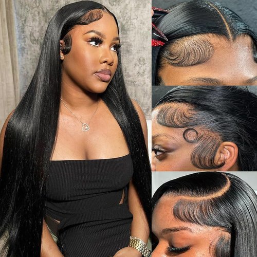 Nawpum 26 Inch 13x6 Lace Front Human Hair Wigs 180 Density Pre Plucked Straight HD Lace Wigs Human Hair 13x6 Straight Lace Frontal Wigs Human Hair Wigs for Women Glueless Wig