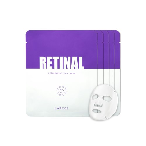 LAPCOS Retinal Resurfacing Mask - Korean Skin Care Mask w/Retinal, Hyaluronic Acid, Niacinamide & Centella Asiatica - Soothing Face Mask Spa Gifts for Women - Firming Face Mask (5 Count, 1.05 oz)