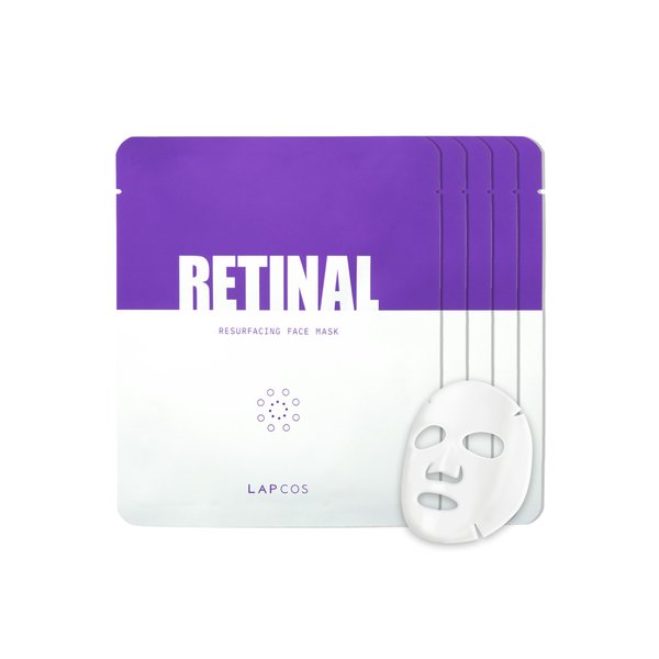 LAPCOS Retinal Resurfacing Mask - Korean Skin Care Mask w/Retinal, Hyaluronic Acid, Niacinamide & Centella Asiatica - Soothing Face Mask Spa Gifts for Women - Firming Face Mask (5 Count, 1.05 oz)