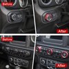 JeCar Air Conditioner Switch Knob Cover & Headlight Knob Cover Aluminum Alloy AC Button Trims Compatible with Jeep Wrangler 2018-2023 JL JLU & 2020-2023 Gladiator JT with Specific Dial Panel, Red