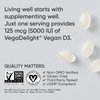 Sports Research Vegan Vitamin D3 5000IU (125 mcg) with Coconut Oil | 100% Plant-Based Vitamin D for Bone, Joint & Immune Support | Carrageenan Free, Vegan Certified & Non-GMO Verified (60 Softgels)