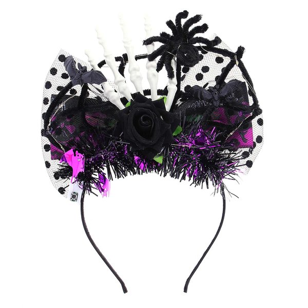 Maeaccx Halloween Light Up Hairband Blackrose Spider Hair Hoop Party Cosplay Costume Festive Dress Up Hair Accessories for Women