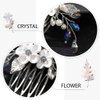 Earent Bride Wedding Flower Hair Comb Blue Crystal Hair Piece Bridal Hair Accessories Wedding Leaf Side Combs for Women and Girls