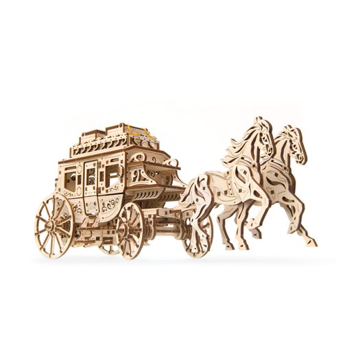 UGEARS Stagecoach 3D Mechanical Model - Wooden Brainteaser and Puzzle for Adults, Teens