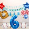 HADCKJA Baseball Balloon Baseball Birthday Party Supplies Number 6 Balloon Baseball Glove Balloon Red Blue Star Red Blue Confetti Balloon for Boy Shower Decorations Birthday Party Decorations 9Pcs