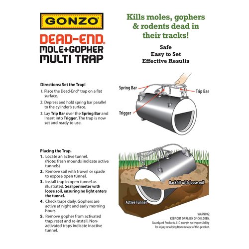 Gonzo 5001 Dead-End Mole & Gopher Trap