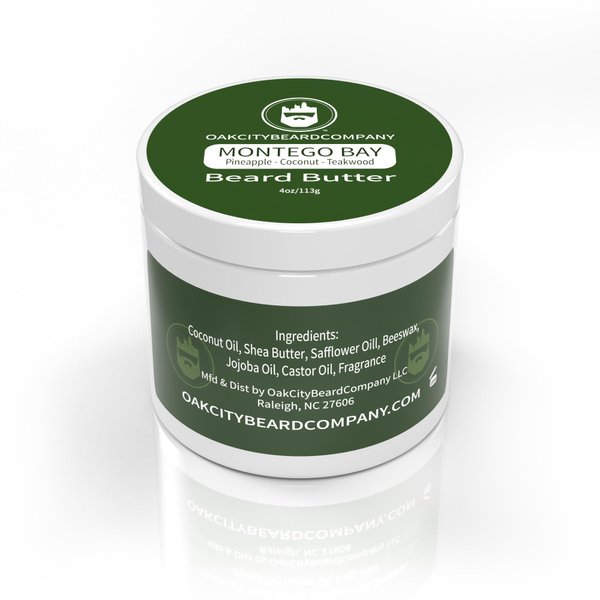 Oak City Beard Company - Montego Bay - 4 Ounce - Beard Butter - Beard Conditioner - Pineapple - Coconut - Teakwood