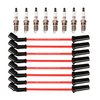 Spark Plug Wires Set 9748HH 8.0mm Red + 41-962 Spark Plugs Compatible with Cadillac Escalade, Chevy Silverado Suburban Tahoe GMC Sierra Yukon 16-Pack