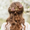 NUOBESTY 4Pcs Wedding Hair Clip Comb Handmade Bridal Hair Clip Pearl Floral Leaf Hair Accessories for Women Wedding (Purple)