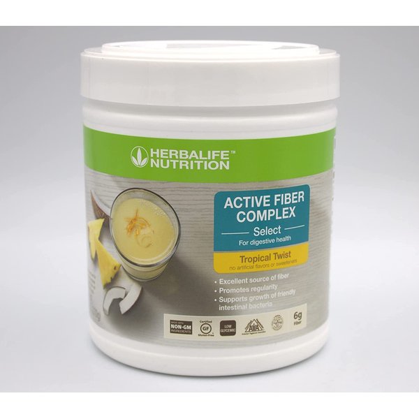 HERBALIFE Active Fiber Complex Select: Tropical Twist 270g for Digestive Health, No Artificial Flavors or Sweeteners, Gluten-Free, Made with Non-GM Ingredients, Certified Vegetarian