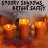 Girimax Burnt Orange Flameless Pillar Candles with Remote Timer, Halloween Fall LED Candles, Battery Operated Set of 3