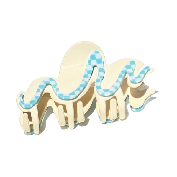 Two Oh One Hair Claw Clip Squiggly Cellulose Accetate Strong Hold Women's Accessory for all Hair Types, Vanilla Ice Cream