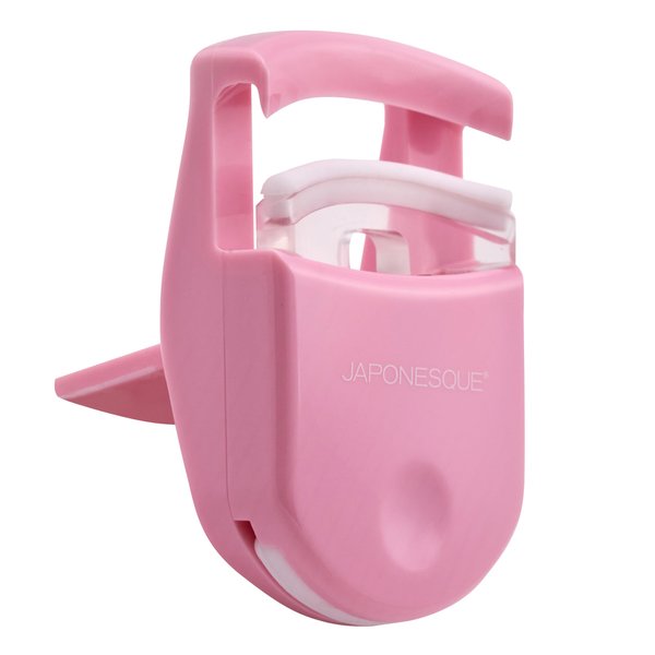 JAPONESQUE Travel Eyelash Curler, Pink - Plastic Eyelash Curlers for Travel Makeup, Go Curl Lash Curler with Bonus Replacement Lash Pad - 1 Pack