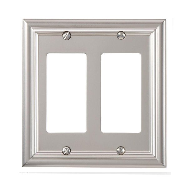 Amerelle Continental Double Rocker Cast Metal Wallplate in Satin Nickel