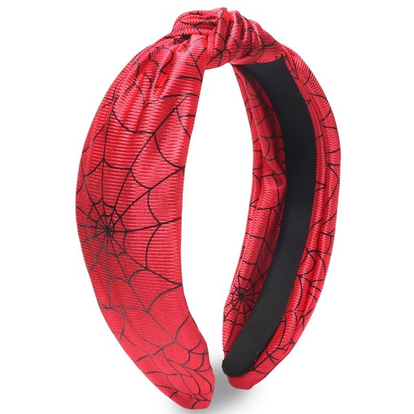 HIFANMM Halloween Headband for Women Girls, Black Spider Web Hair Band Wide Top Knot Red Hair Accessories Non Slip Headband Funny Halloween Party Costume Cosplay Supplies Decoration
