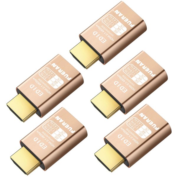 FUERAN 8K 30Hz HDMI Dummy Plug 4K EDID Emulator Virtual Monitor, Headless Display Adapter,Supports up to 4k@120Hz,1440/1080@144Hz hdmi Fake emulators(8K-30Hz-5Pack)