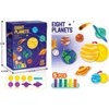 PlayDough Tools for Kid, Planets Theme Dough Set with 5 Color Doughs 8 Planets and a Rolling Pin, Best Art Toys Gift for Age 3+