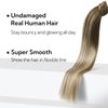 HOTBANANA Ponytail Extension, 14 Inch Ponytail Extension Human Hair Clip in Wrap Around Ponytail Hair Piece Walnut Brown to Ash Brown and Bleach Blonde Long Straight Remy Human Hair Extension 75g