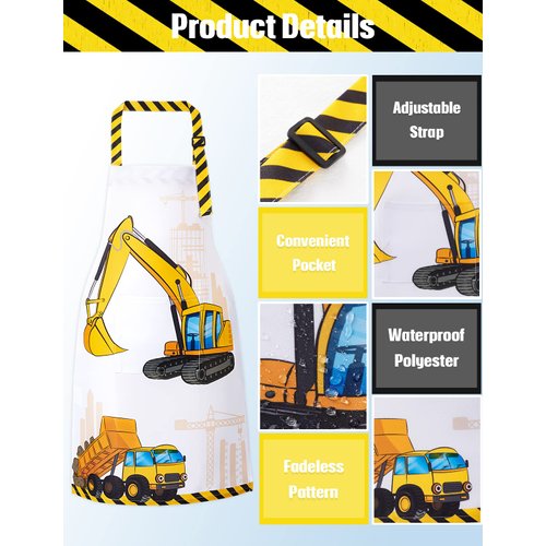 WERNNSAI Kids Aprons for Boys - Truck Toddler Apron for Kids Paint Art Smock Waterproof Cooking Baking Painting Gardening Artist Chef Apron for Kids Age 2-5 Years