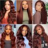 Amadaier Reddish Brown Lace Front Wigs Human Hair 13x4 Auburn Colored Human Hair Wig 180% Density Reddish Brown Body Wave Wig Human Hair HD Lace Human Hair Wigs (22Inch, 13X4 Auburn Body Wave Wig)