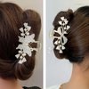 Yonchic 2-Piece Pearl Metal Hair Clips, Multiple Shape Hair Claws for Thin/Medium Thick Hair, Elegant Style Butterfly Barrettes Strong Hold Hair Clamps Non Slip Cute Bow Hair Accessories