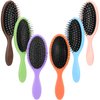 Nuenen 6 Pcs Detangling Wet Hair Brushes for Women Small Travel Brush Soft Bristles with Cushion Base Drying Detangler Brushes for Men Women Girls Boys(Many Colors)