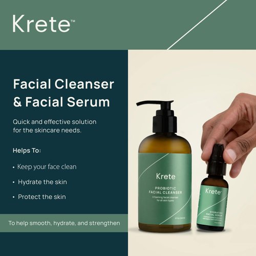 krete Probiotic Facial Cleanser 30-Second Skin Care Tailored for All Skin Types, Unveiling the Power of 8 Ounces for Radiant and Healthy Skin.