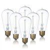Jslinter 6-Pack Edison Light Bulb, Warm White 2200K Old Fashioned Incandescent Light, 60 Watt Dimmable ST58 Antique Vintage Style Light, Clear Glass e26 Base(60w/110v)