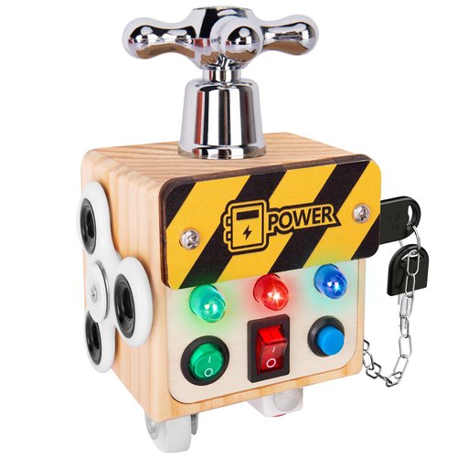 Zeoddler Toddler Toys for 1 2 3 Year Old, LED Busy Cube for Kids, Sensory Toys for Toddlers, Wooden Montessori Toys for Travel, Preschool Educational Toys for Kids, Birthday Gifts for Boys, Girls