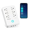 GHome Smart Plug Outlet Extender, Surge Protector with 3 Individually Controlled Smart Outlets and 3 Smart USB Ports, Works with Alexa Google Home, Wall Adapter Plug for APP Control,15A/1800W