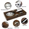 OYHBO Wooden Cigar Ashtray Set with Cigar Cutter and Punch - Foldable Travel Compact Cigar Holder Ashtray Collection Gift