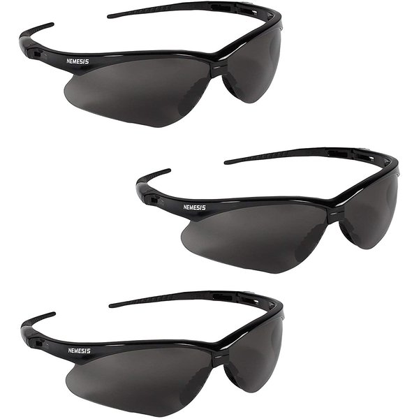 Kleenguard V30 22475 Nemesis Safety Glasses 3020121 (3 Pair) (Black Frame with Smoke Anti-Fog Lens)