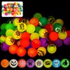 72 Glow in The Dark Bouncing Balls,8 Halloween Theme Designs for Halloween Party Favor Supplies, School Classroom Game Rewards, Trick or Treating Goodie, Halloween Miniatures/Prizes(with pouch bag)