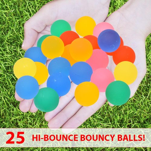 25 Bouncy Balls for Kids Party Favors | Colorful Frosted Bouncy Ball 27mm | Superball Small Rubber Balls for Kids