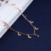 Allereyae Vintage Moon Dangle Necklace Curved Moon Pendant Necklace Tiny Moon Choker Necklace Gold Minimal Choker Necklace Jewelry for Women