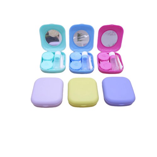 Kuanfine 6 Pack Contact Lens Case Kit Cute Travel Contact Case, All-In-One Soak Storage Container with Mirror Bottle Tweezers Contact Applicator