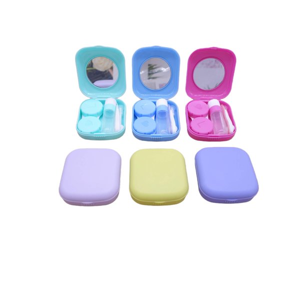 Kuanfine 6 Pack Contact Lens Case Kit Cute Travel Contact Case, All-In-One Soak Storage Container with Mirror Bottle Tweezers Contact Applicator