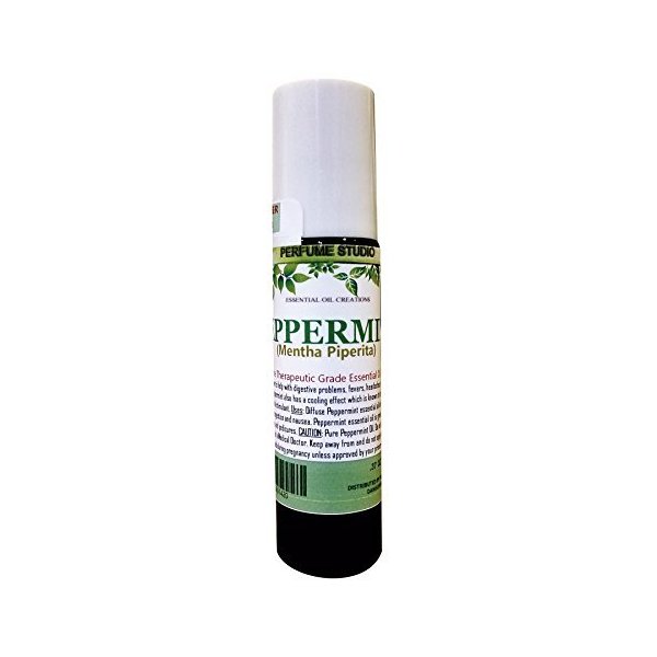 Peppermint Essential Oil Roll On - 100% Pure Undiluted 10ml Roller Bottle (Therapeutic Grade Mentha Piperita for Headache Relief)