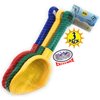 Matty's Toy Stop 10.5" Kids Multi-Color Sand Scoop Plastic Shovels for Sand & Beach (Red/Blue, Yellow/Green & Green/Yellow) Complete Gift Set Bundle - 3 Pack