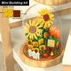 QARULUS Sunflower Flower Bouquet Building Toy Mini Bricks Flowers Set Adult Botanical Collection Friends Set DIY Plants Bonsai Tree Valentine's Christmas New Year Birthday for Women