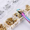 12 Grids/Box Gold Silver Pearls for Nails 3D Half Round Pearl Nail Charms Metal Nail Pearls for Nail Art Supplies Caviar Beads Pearl Charms for Nails Design Flatback Pearl Nail Beads Nail Decorations