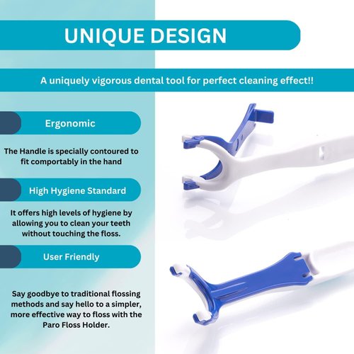 Paro Dental Floss Holder, The Perfect Grip Reusable Flosser Handle for Oral Cleaning, Refillable and Easy to Clean, Works Best with Riser Floss