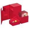 Ultimate Guard Flip 'n' Tray 80+, Deck Case for 80 Double-Sleeved TCG Cards + Dice Tray, Red, Independent Magnetic Closure & Microfiber Inner Lining