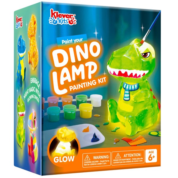 Klever Kits DIY Night Light- Paint Your Own Dinosaur Lamp- Arts & Crafts Kit School Activities Art Supplies Painting Kits, Birthday Gifts for Girls Boys Aged 6+