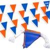 105ft Pennant Banner Flags, 7"x10" Fluorescent Orange and Blue Safety Flagging Banner Warning Flags for Construction Site/Traffic Control/Boundary Barrier Signs, Perimeter Marking Flags on String, 45 Flags