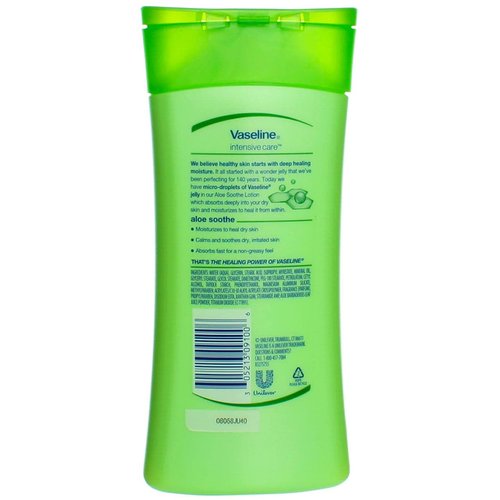 Vaseline Intensive Care Hand and Body Lotion For Dehydrated Skin Soothing Hydration Dry Skin Lotion with Aloe Vera Extract & Ultra-Hydrating Lipids 10 oz
