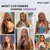 HERMOUS 12A Double Drawn Highlight Honey Blonde Full Thick Raw Virgin Human Hair Straight 3 Bundles, Shed And Tangle Free Colored 4/27 Real Piano Color Ombre Human Hair Bundles Quick Weave 16 18 20 IN