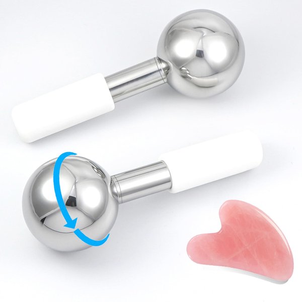 Running man Ice Globes -360 Rotating Unbreakable Stainless Steel Globes, Cryo Sticks for Face -Reduce Puffy Eyes & Dark Circles, Gua Sha Facial Tools-Skin Massage and Wrinkle Removal Anti Aging